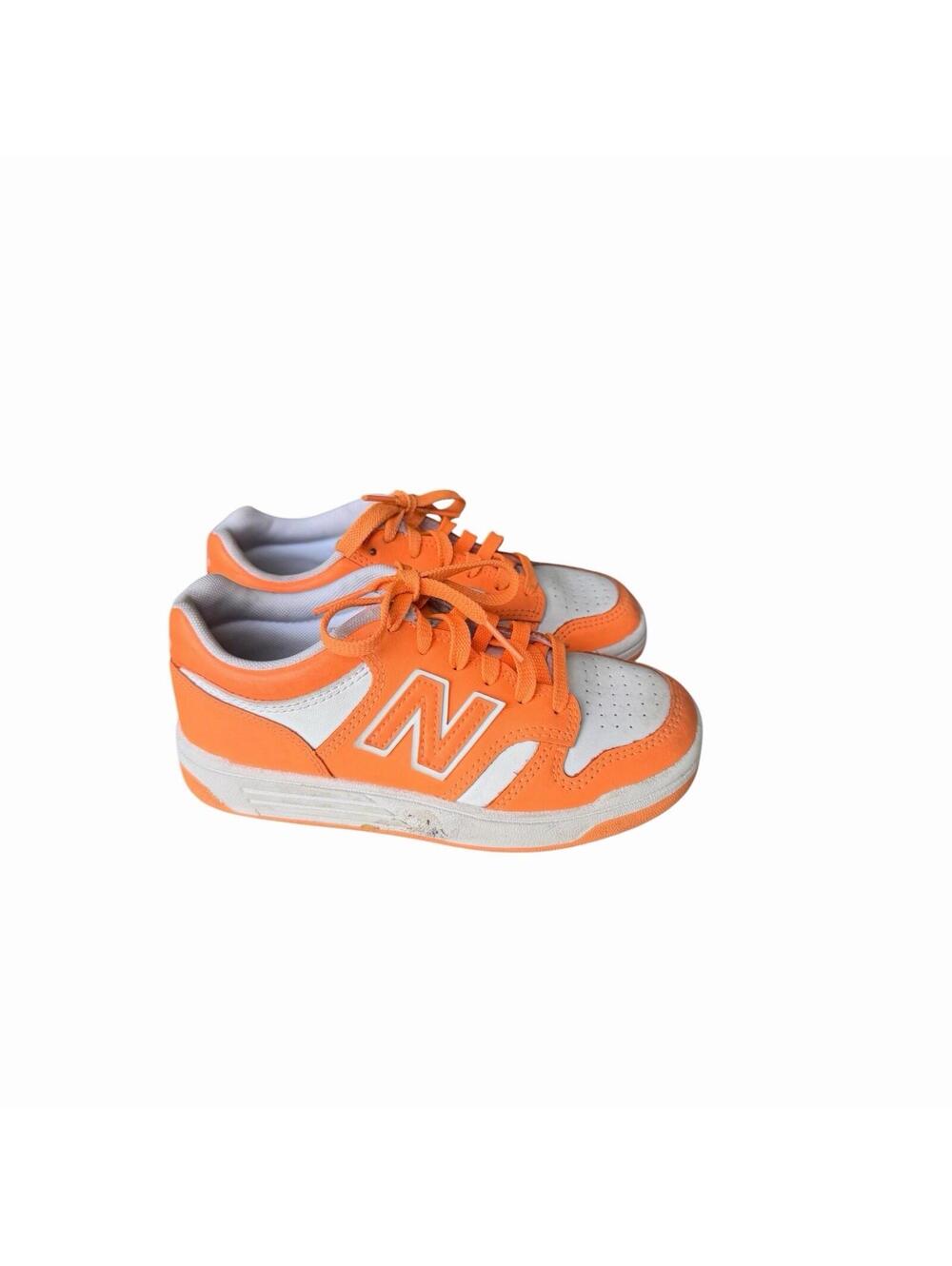 New Balance 480 Shoes Youth 13 Orange White Leather Low Top Court BB480LHM